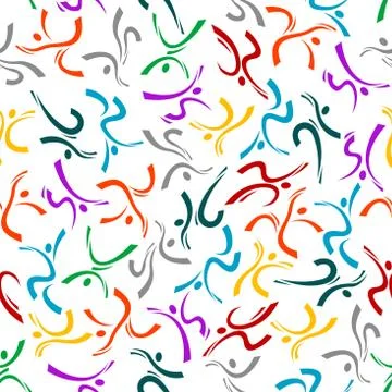 Seamless pattern of human figures in motion Illustrazione stock