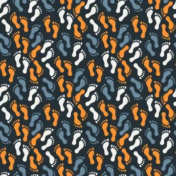 Seamless pattern with human footprints Stock Illustration