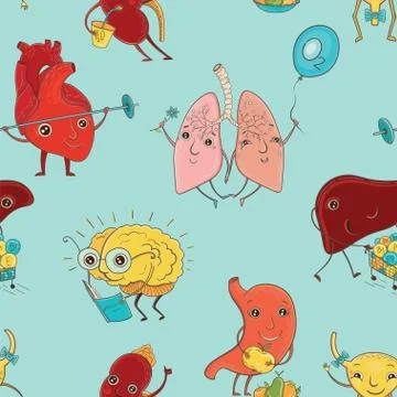 Seamless pattern with human organs Stock Illustration