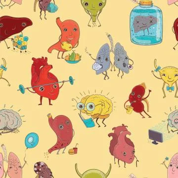Seamless pattern with human organs Stock Illustration