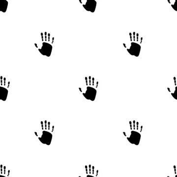 Seamless pattern with human palm on white background. Handprint icon. Vector  Stock Illustration