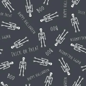 Seamless pattern. Human skeletons. Isolated on grey background. Vector. Stock-Illustration