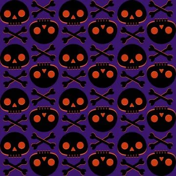 Seamless pattern with human skull and bones Stock Illustration