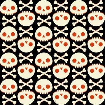 Seamless pattern with human skull and bones Illustrazione stock