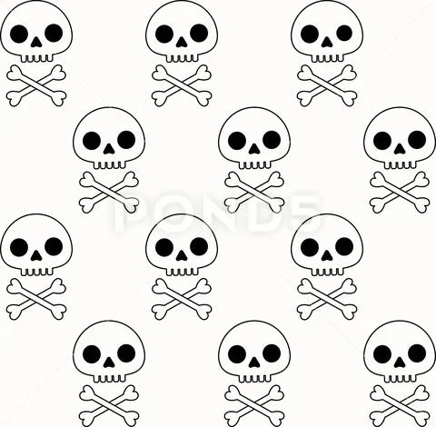 Seamless pattern with human skull and bones Ilustração Stock