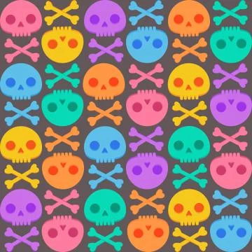 Seamless pattern with human skull and bones Stock Illustration