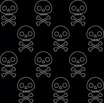 Seamless pattern with human skull and bones Stock Illustration