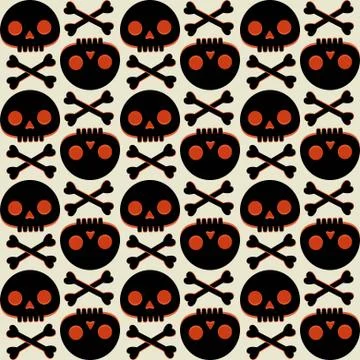 Seamless pattern with human skull and bones Stock Illustration