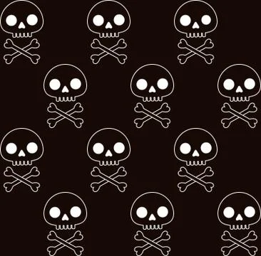 Seamless pattern with human skull and bones Stock Illustration