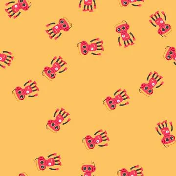 Seamless pattern humanoid robot toy cartoon vector Stock Illustration