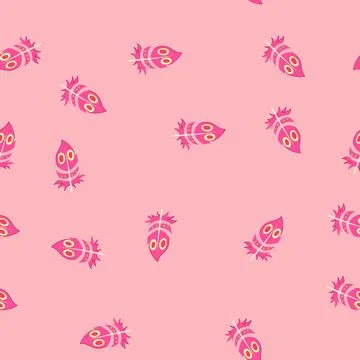 Seamless pattern humming feather exotic bird cartoon vector Stock Illustration