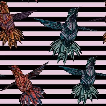 Seamless pattern with Hummingbird. Stock Illustration