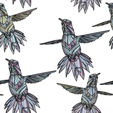 Seamless pattern with Hummingbird. Illustrazione stock