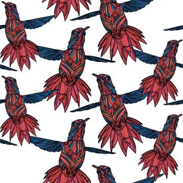 Seamless pattern with Hummingbird. Stock Illustration