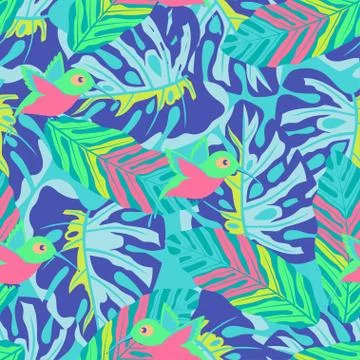Seamless pattern with hummingbird Stock Illustration