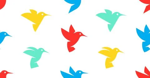 Seamless pattern with Hummingbird logo Stock Illustration