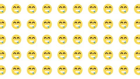Seamless pattern of hungry drooling face emojis on white background for des.. Stock Illustration