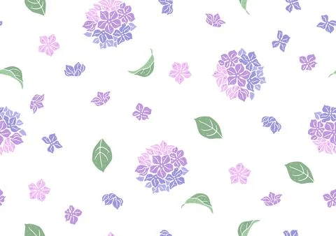 Seamless pattern with hydrangea flowers. Beautiful decorative plants. Illustrazione stock