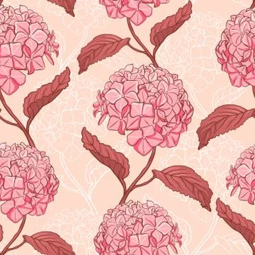 Seamless pattern with hydrangea Illustrazione stock