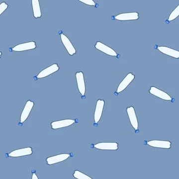 Seamless pattern hydration plastic water bottle cartoon vector Stock Illustration