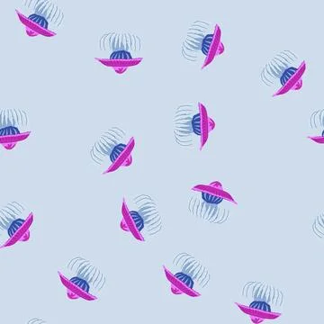 Seamless pattern hydrozoa jellyfish cartoon vector イラスト素材