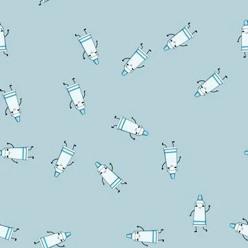 Seamless pattern hygiene toothpaste character cartoon vector Stockillustratie