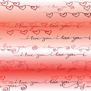 Seamless pattern. I love you words background. Stock Illustration