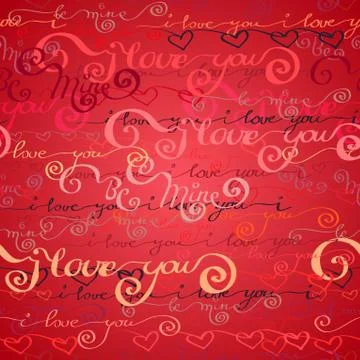 Seamless pattern. I love you words background. Stock Illustration