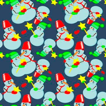 Seamless pattern - I will give you a star - snowmen Stock Illustration