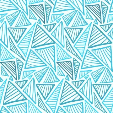 Seamless pattern with ice blue lined triangles Stock Illustration