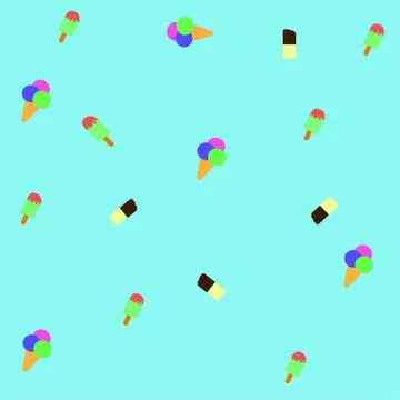 Seamless pattern of ice cream and chocolate on a blue background Stock Illustration