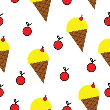 Seamless pattern with ice cream and cherries vector Illustrazione stock
