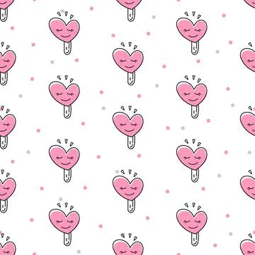 Seamless pattern of ice cream and hearts on a white background. Use on Valent Stock Illustration