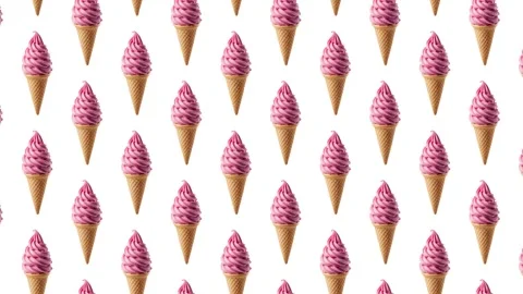 Seamless Pattern Ice Cream Berry on white background. backdrop for intro, TV Stock Footage 281258109