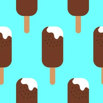 Seamless pattern ice cream chocolate popsicle on a stick. Design for fabric,  Stock Illustration