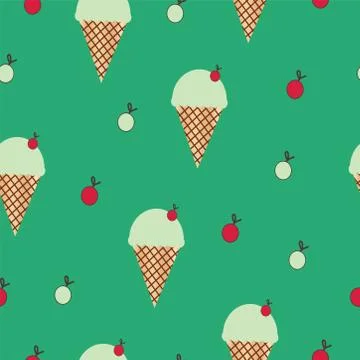 Seamless pattern with ice cream cone vector Stock Illustration