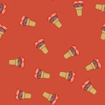Seamless pattern Ice cream cone fallen upside down concept Stock-Illustration