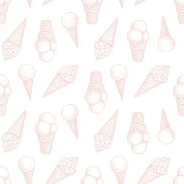 Seamless pattern with ice cream cones. Stock Illustration