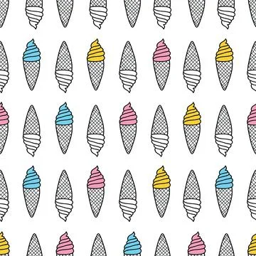 Seamless pattern ice cream cones Illustrazione stock