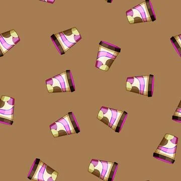 Seamless pattern Ice cream container showing multiple delicious dessert flavo Illustrazione stock