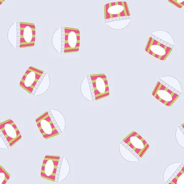 Seamless pattern ice cream container with striped design and blank label Illustrazione stock