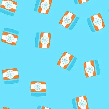 Seamless pattern ice cream container with snowflake packaging design Stock Illustration