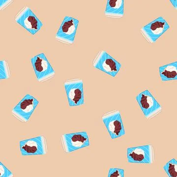 Seamless pattern ice cream dessert in takeaway disposable cup vector art Stock Illustration