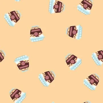 Seamless pattern ice cream dessert cup packaging with blank label Illustrazione stock