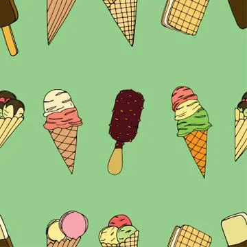Seamless pattern with ice cream Stock Illustration