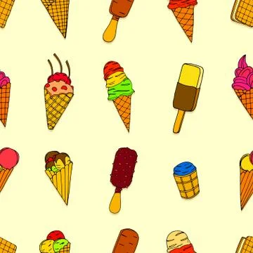 Seamless pattern with ice cream Illustrazione stock