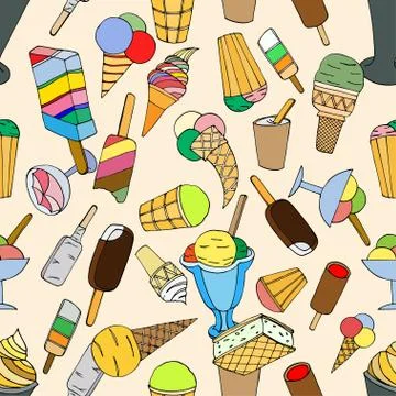 Seamless pattern with ice cream Illustrazione stock