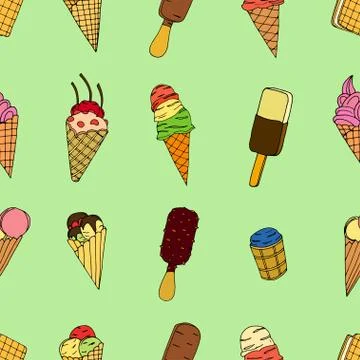 Seamless pattern with ice cream Stock Illustration
