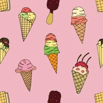 Seamless pattern with ice cream Stock Illustration