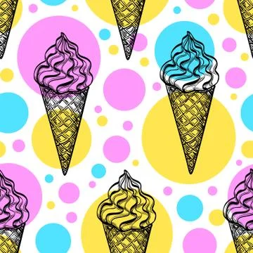 Seamless pattern with ice cream Stock Illustration